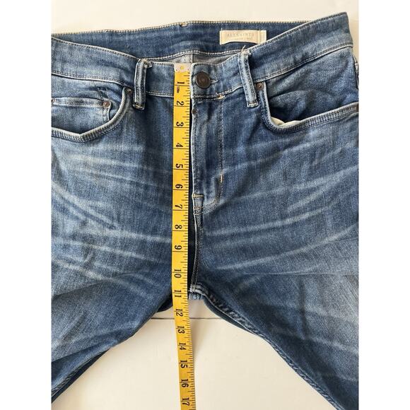 All Saints Cigarette Skinny Jeans Men W32 Mid Indigo Washed Zip Fly Rock - Picture 11 of 13